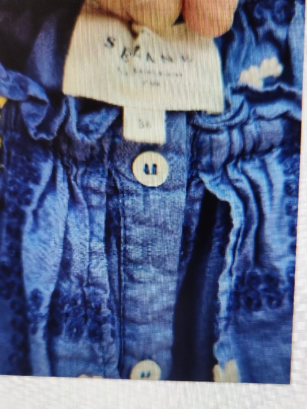 Sezane Navy Blue Floral Button-Front Blouse Cotton - Picture 2 of 7